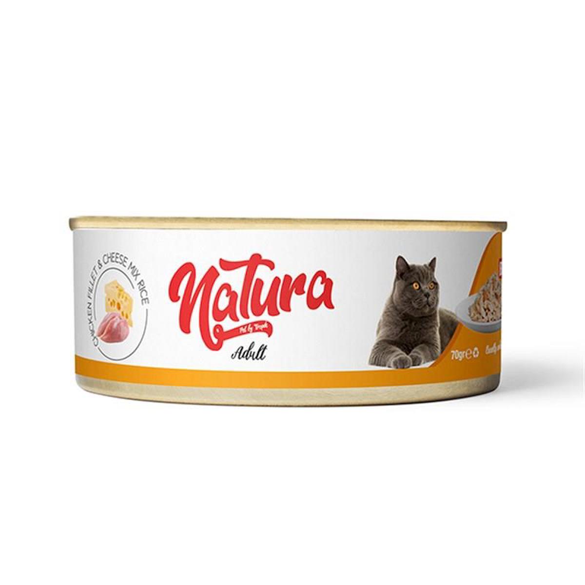 Natura Adult Tahılsız Tavuk Fileto ve Peynirli Yetişkin Kedi Konservesi 70 gr