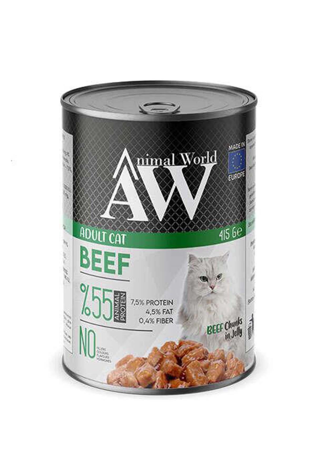 Animal World Biftekli Yetişkin Kedi Konserve Maması 415 Gr