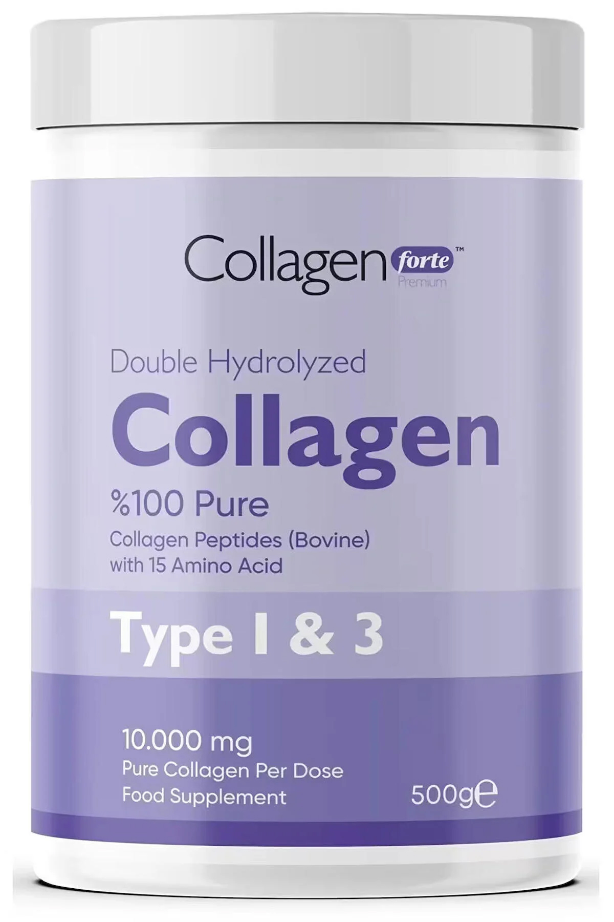 Platinum Collagen Powder 500g, %100 Saf, Doğal Çift Hidrolize Kolajen Peptitler (50 PORSİYON)