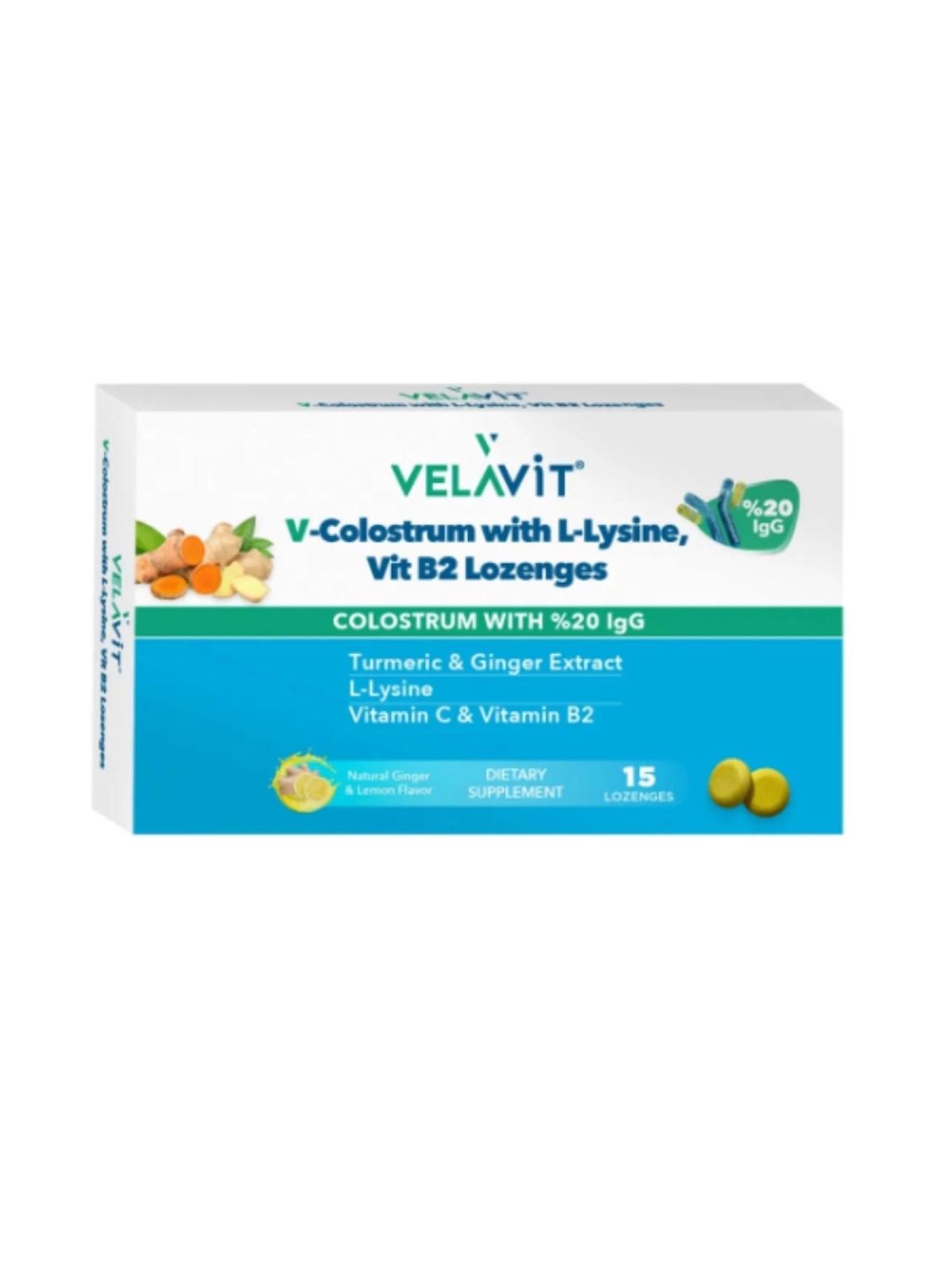 V- Colostrum with L-Lysine Vitamin B12 Lozanges 15 pastil