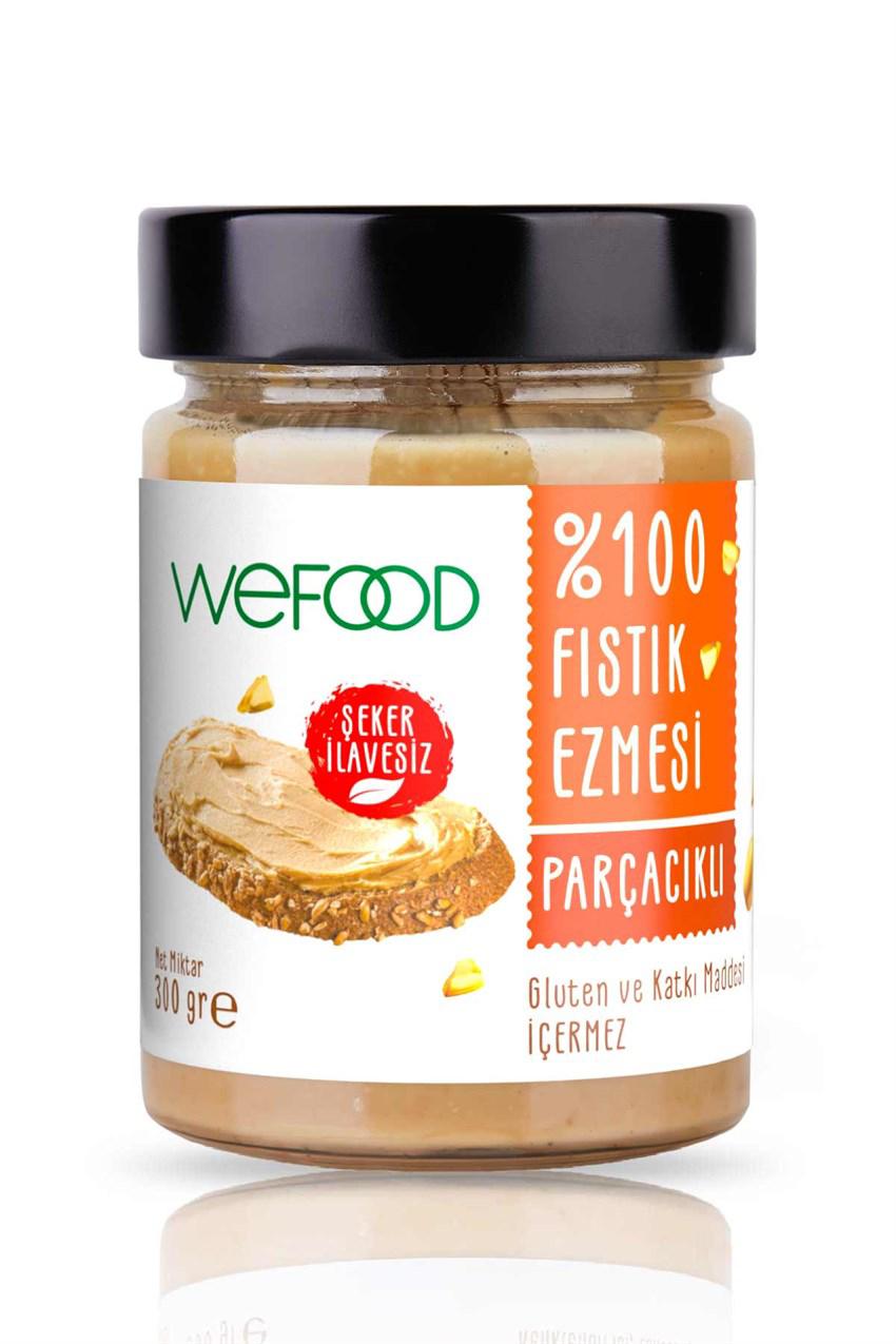 Wefood Şekersiz Sade %100 Fıstık Ezmesi 300 gr (Fıstık Parçacıklı)