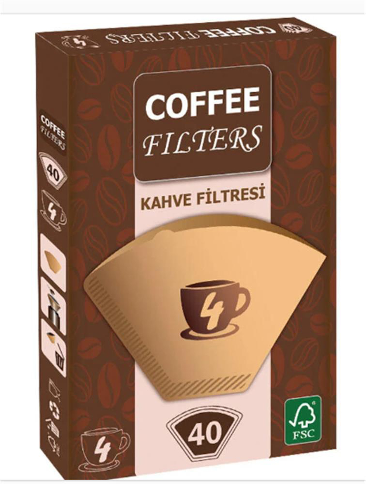 Coffee Filters Filtre Kahve Kağıdı 1x4 4 Numara 40lı