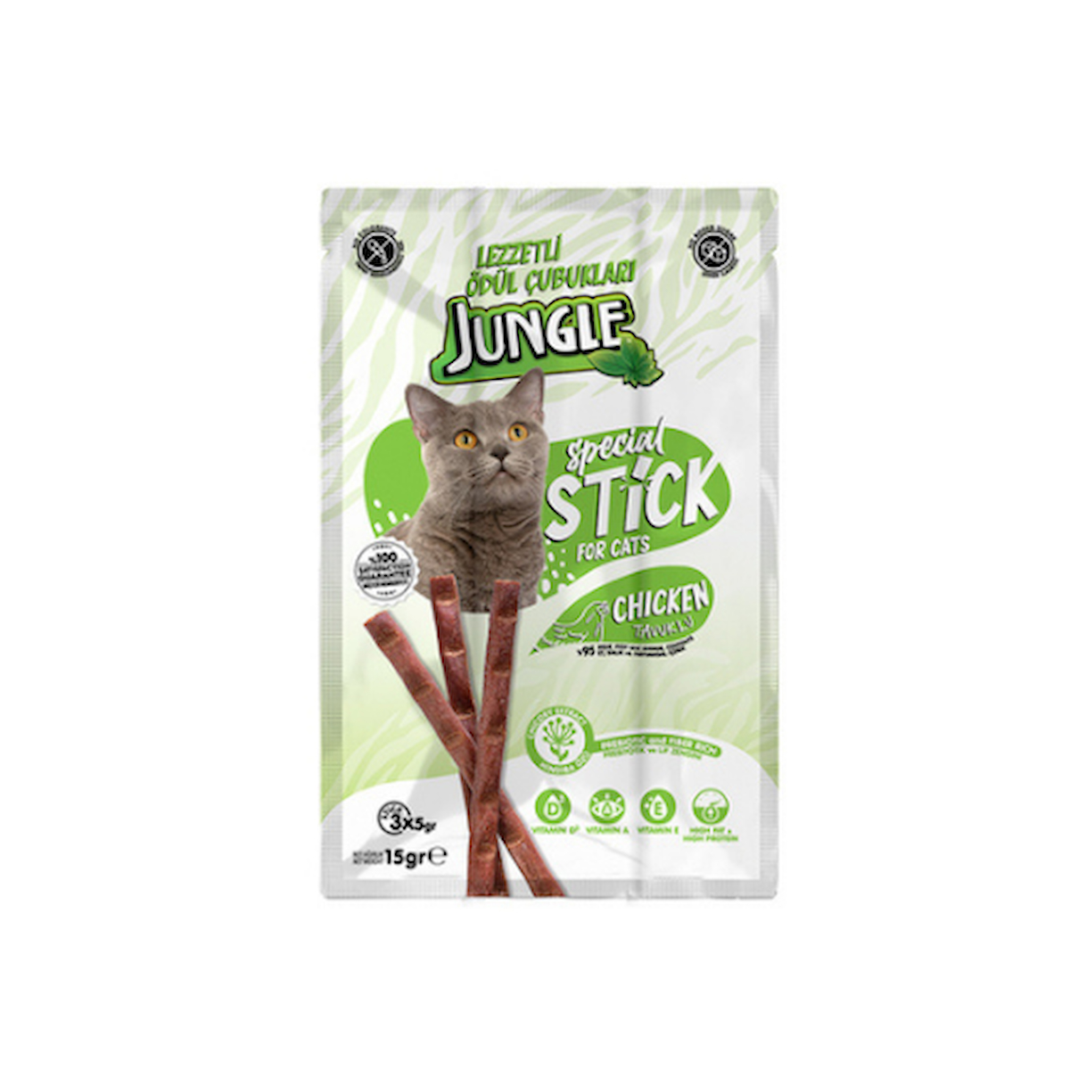 Jungle Tavuklulu Stick Kedi Ödül Maması 15 Gr