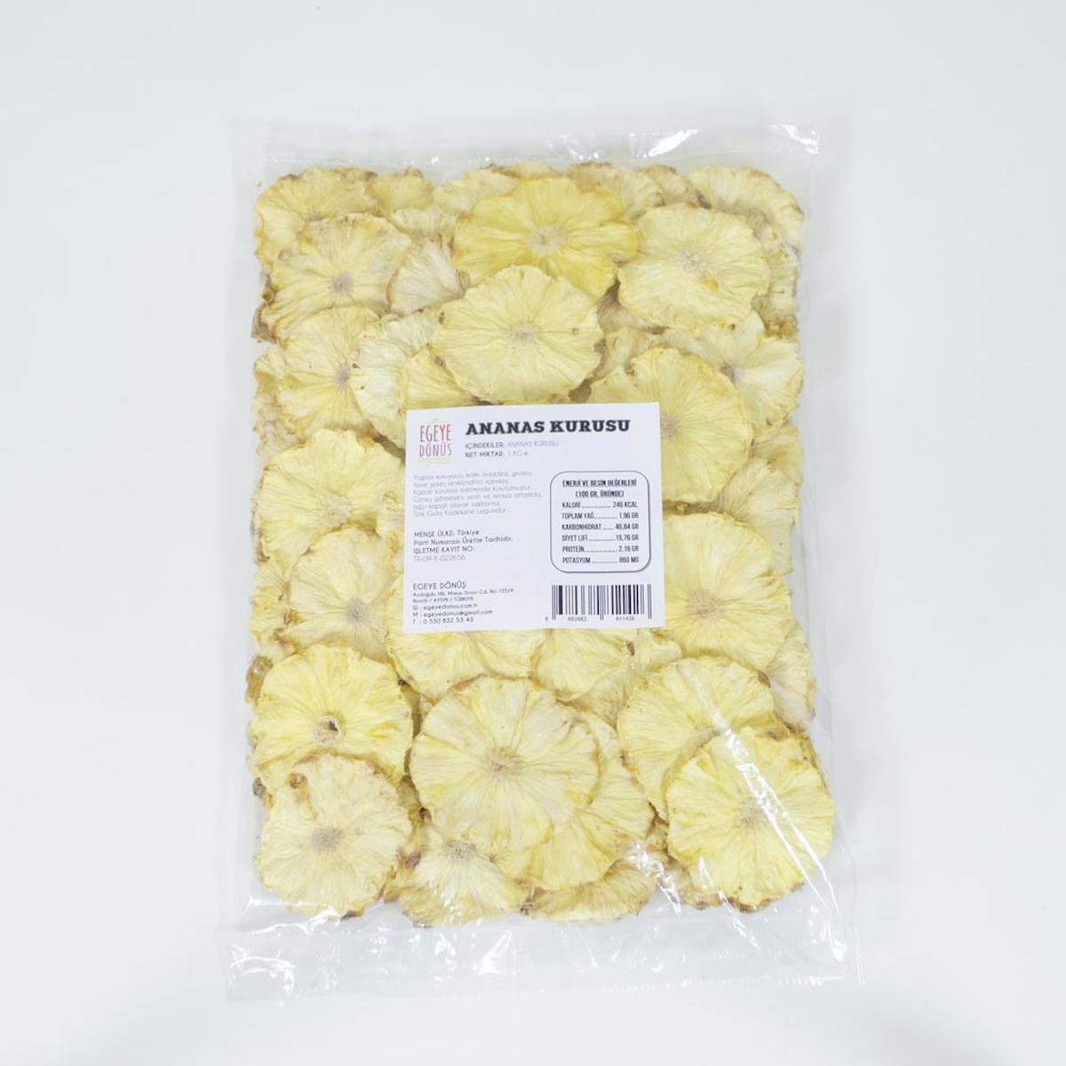 Ananas Kurusu Meyve Cipsi - 1 Kg. (İlave Şekersiz - Kokteyl Meyvesi - Toptan Ananas Kurusu)