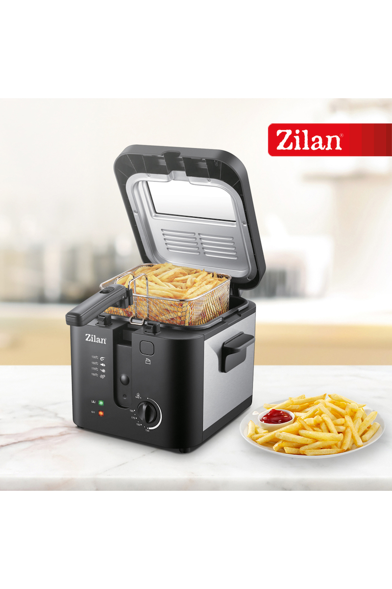 ZLN0010 Inox Fritöz | 2.5L | 1600W | Ayarlanabilir Termostat | Paslanmaz Çelik Gövde | XL