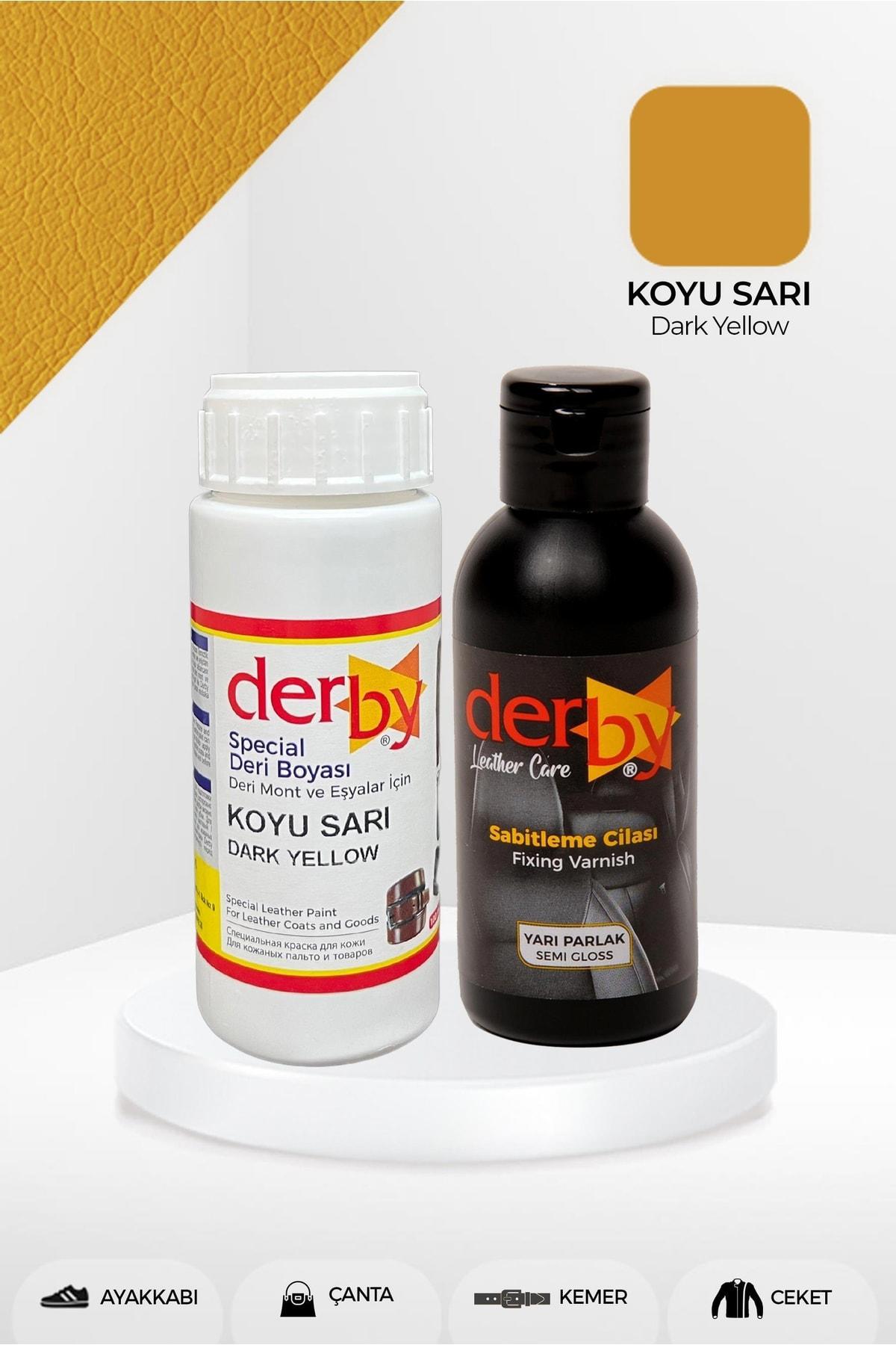 Special Koyu Sarı Deri Boyası ve Cilası 100 mL - 2'li Set / Mont Eşya Çanta Deri Boyası