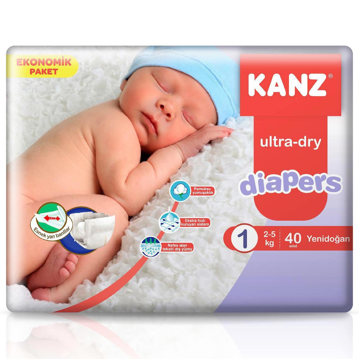 Kanz Ultra-Dry 1 Numara Yenidoğan 40'lı Bel Bantlı Bez