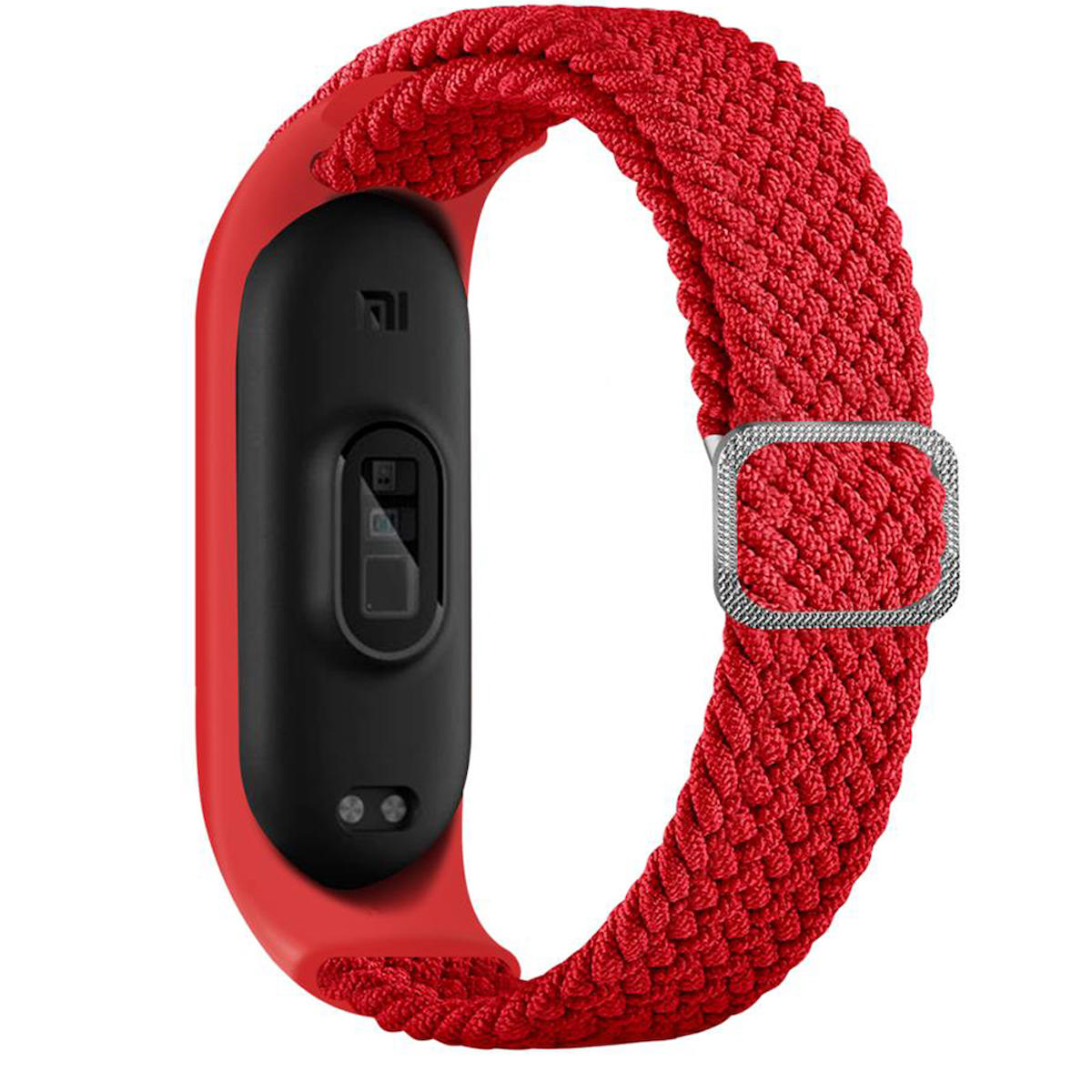 Xiaomi Mi Band 7 ile Uyumlu Mixed Kayış Hasır Örmeli Kordon Kayış Kırmızı