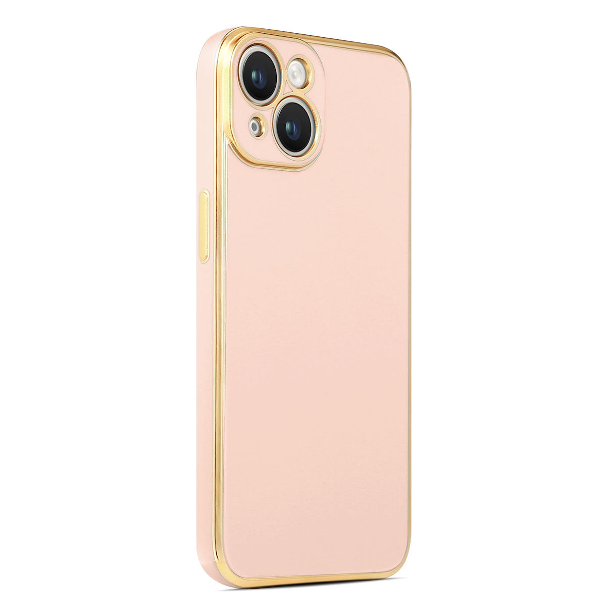 iPhone 14 ile uyumlu Kılıf Gold Kenar Pastel Renkli Halcyon Z-Bark Kapak Rosegold