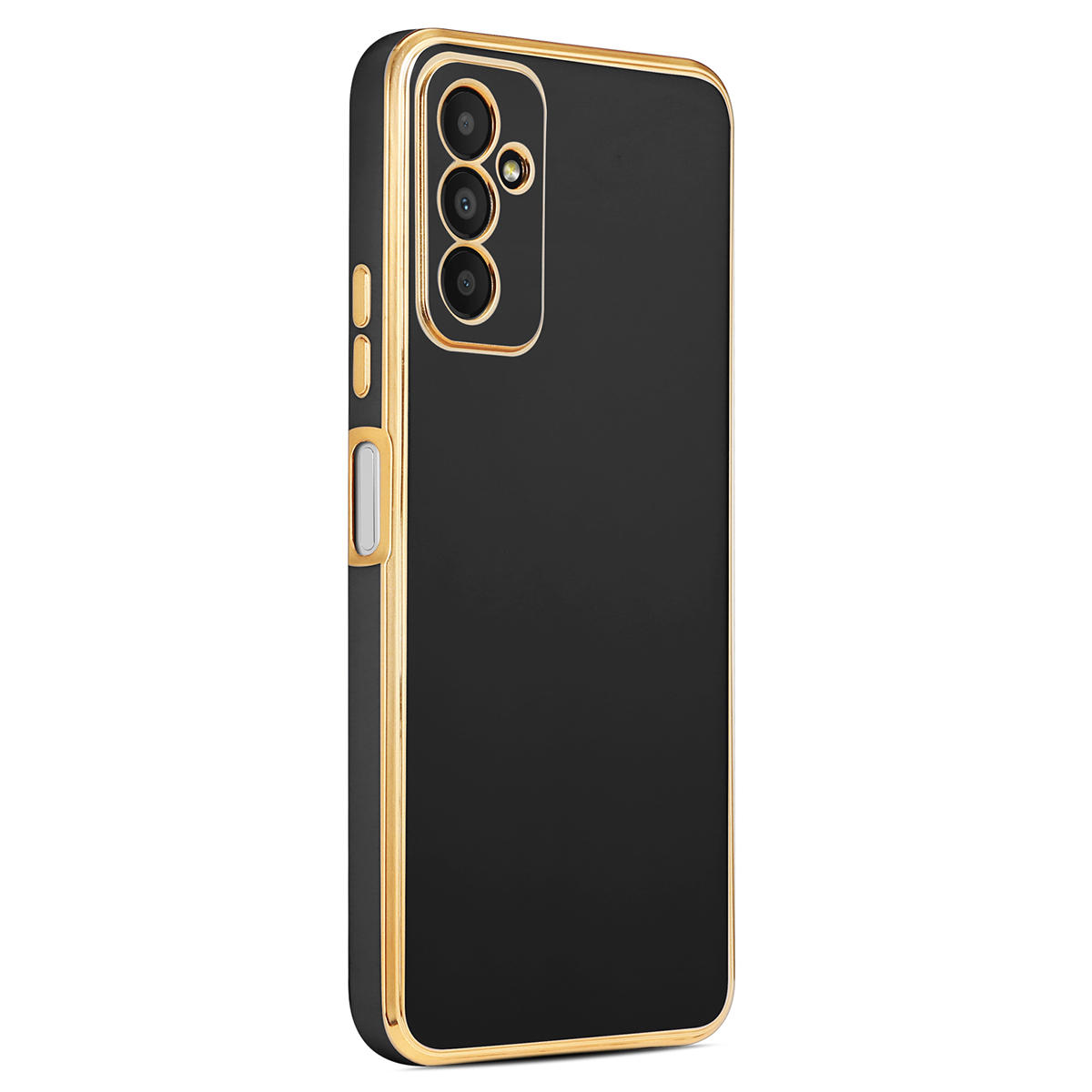 Galaxy M13 ile uyumlu Kılıf Gold Kenar Pastel Renkli Halcyon Z-Bark Kapak Siyah