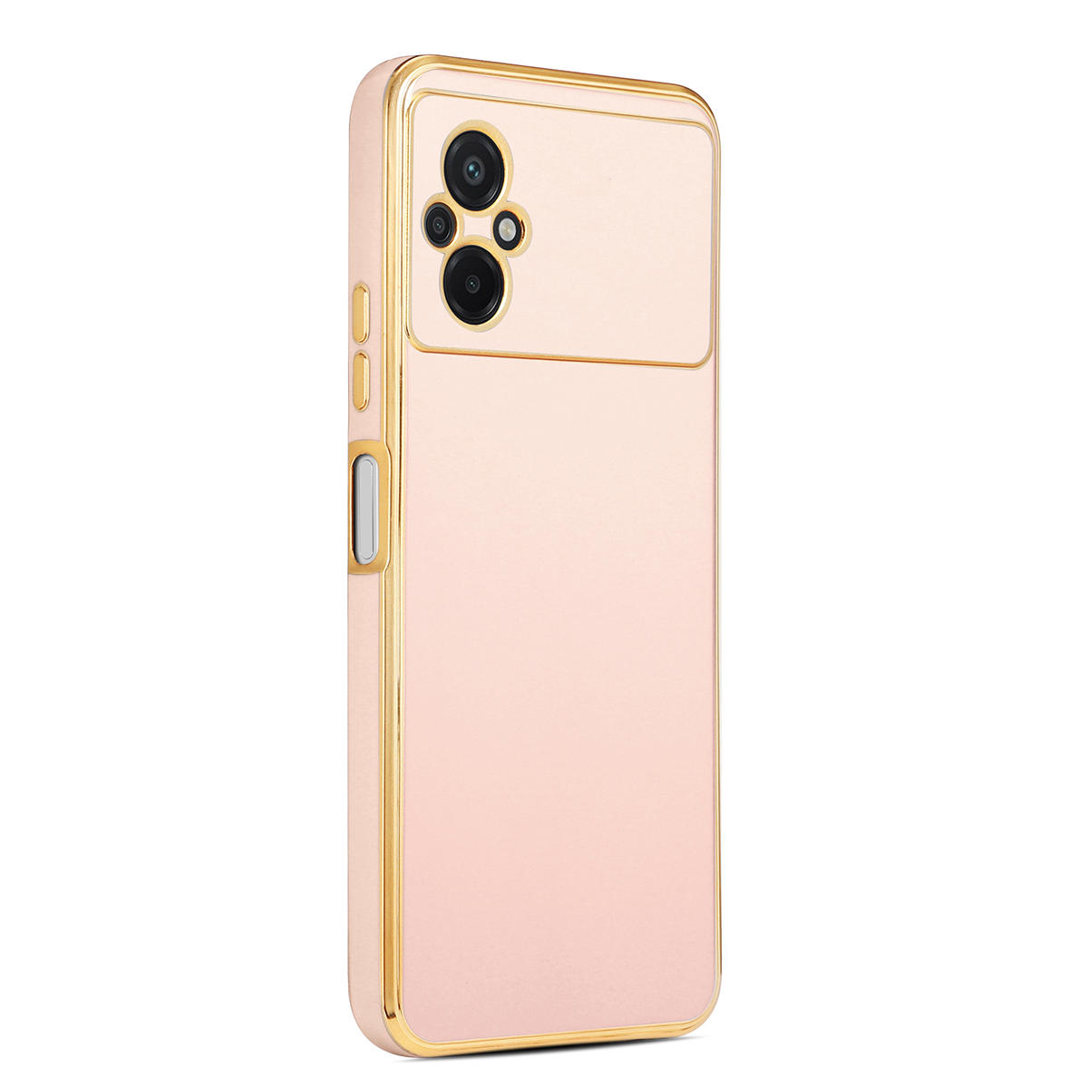 Xiaomi Poco M5 ile uyumlu Kılıf Gold Kenar Pastel Renkli Halcyon Z-Bark Kapak Rosegold