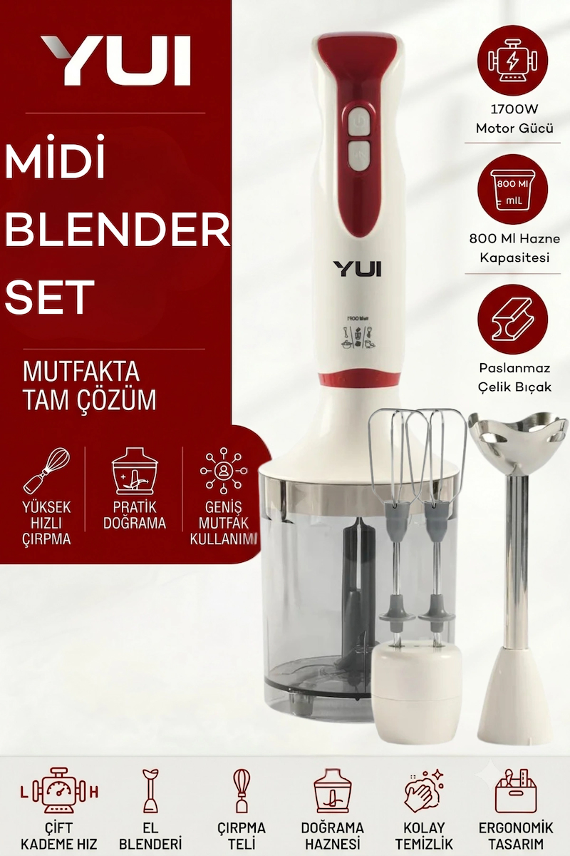 Yui M52 Midiblender 1700w Paslanmaz Çelik 800ml Kapasite