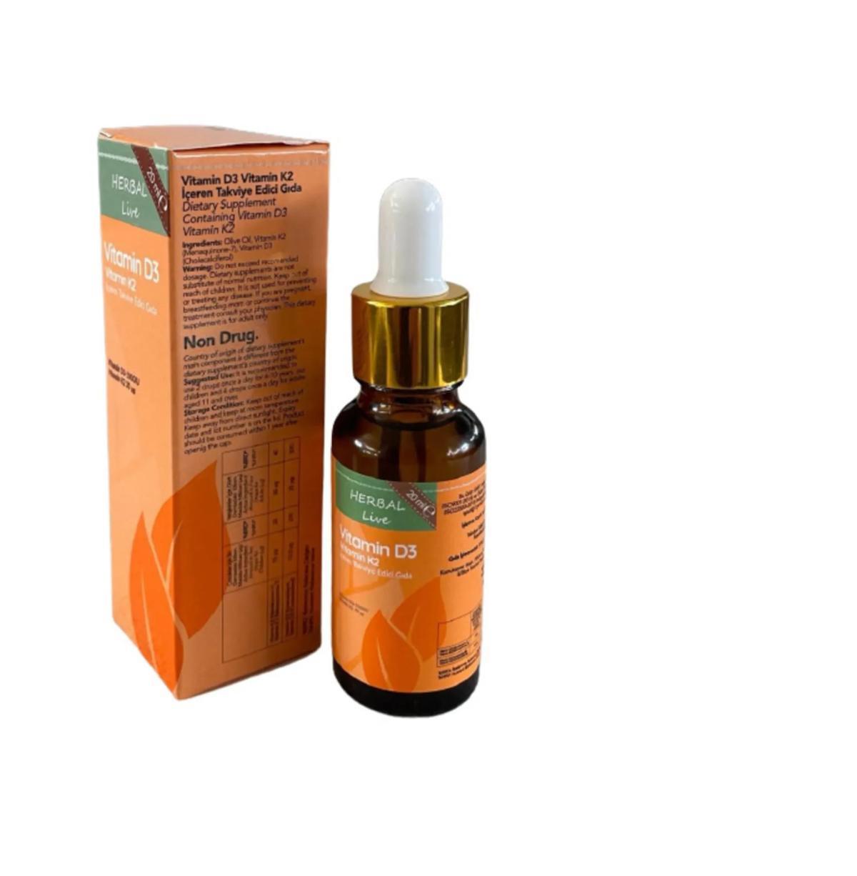 Herballive D3 K2 Içeren Takviye Edici Vitamin 20 Ml