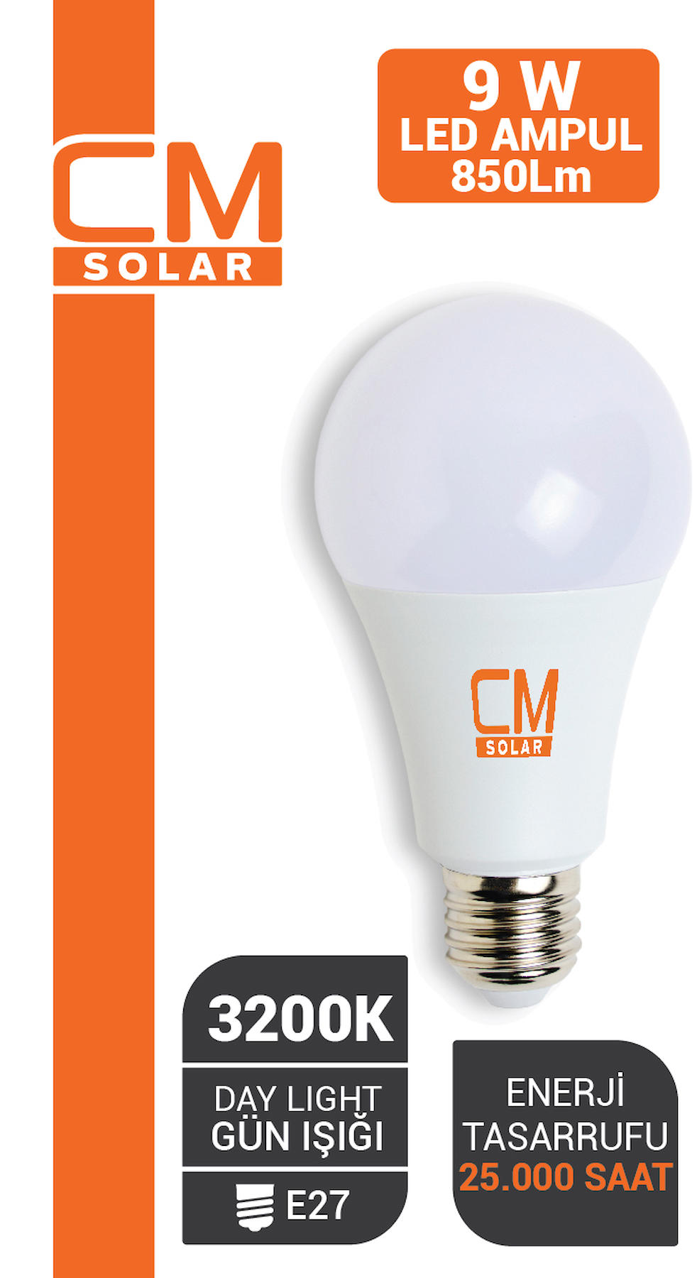 CMSOLAR 9W E27 DUY 3200K SARI IŞIK LED EV AMPULÜ