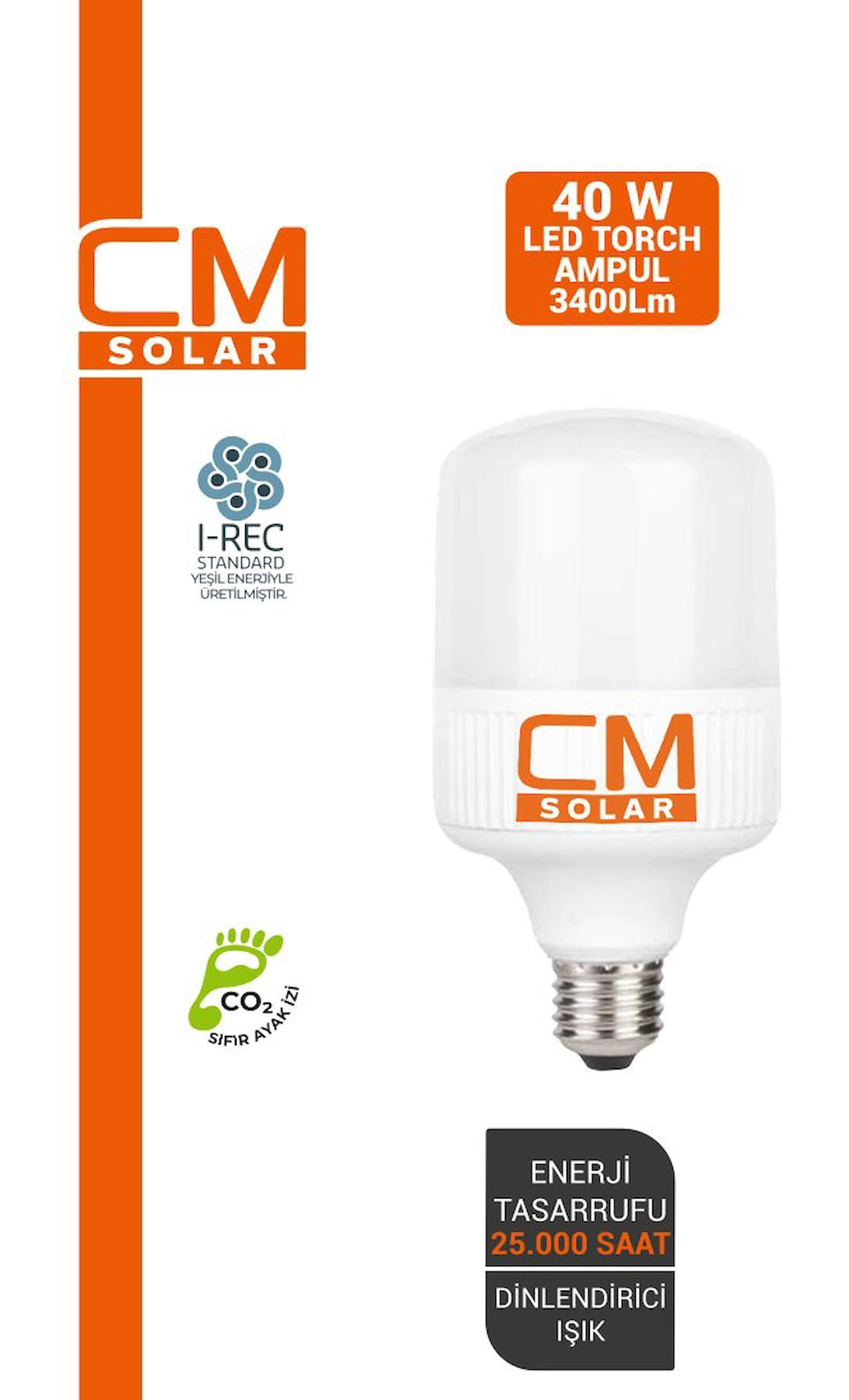 CMSOLAR LED TORCH AMPUL 40W E27 Duy 6500K Beyaz Işık 3600 Lümen