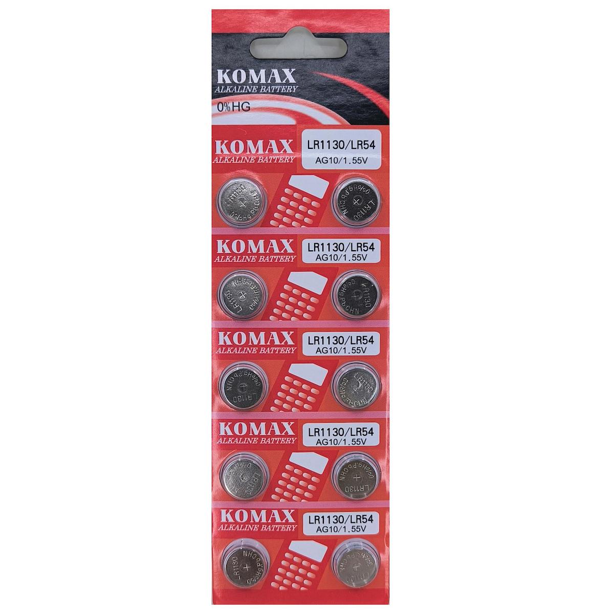 Hedyex AG10 Alkaline Pil LR1130 LR54 1.55V Komax Alkaline Battery 10lu Şerit