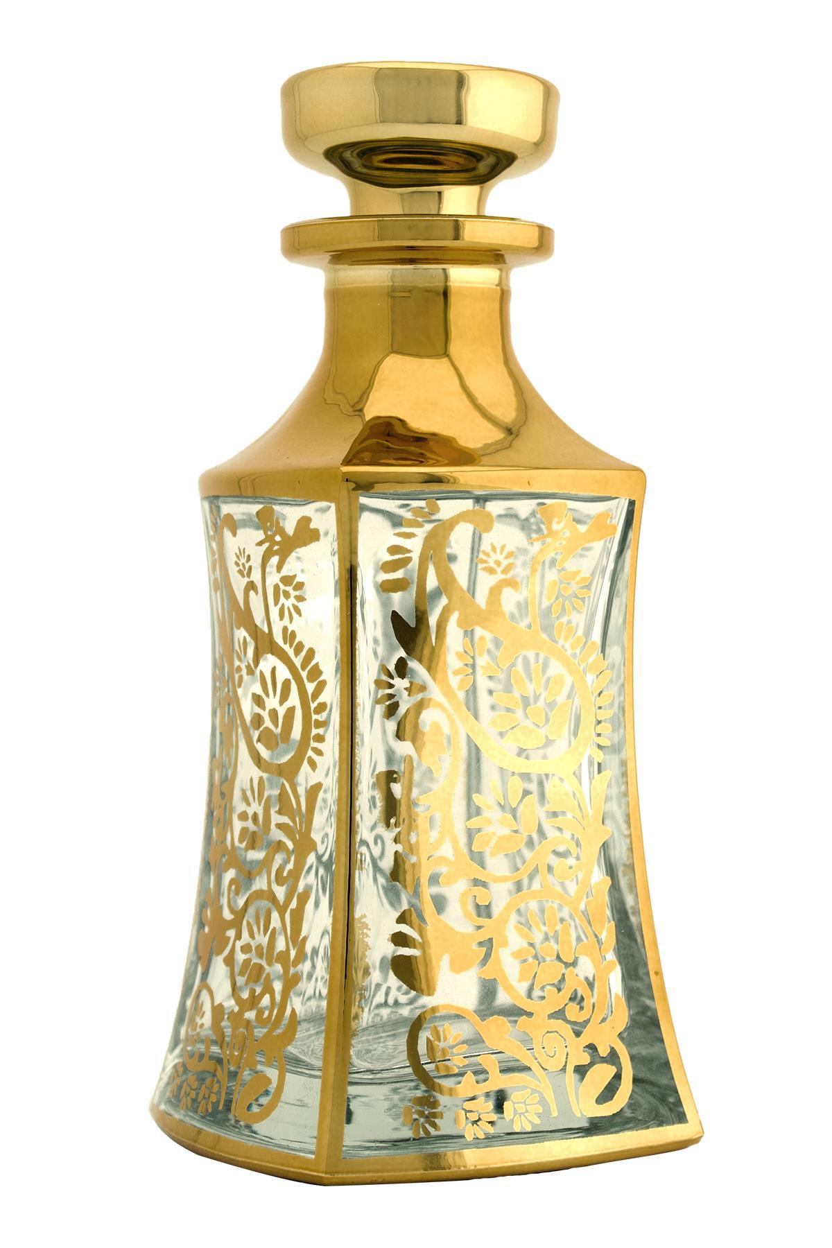 Parfüm Esans Cam Şişesi Gold Boş Esans Cam Şişesi Dekorotif Vitrin Şişesi 150 Ml. X009-150ML-1