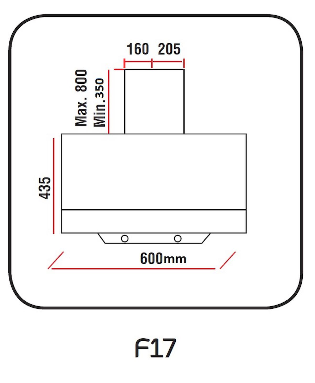 White Daisy MOD F17 Siyah Duvar Tipi Davlumbaz