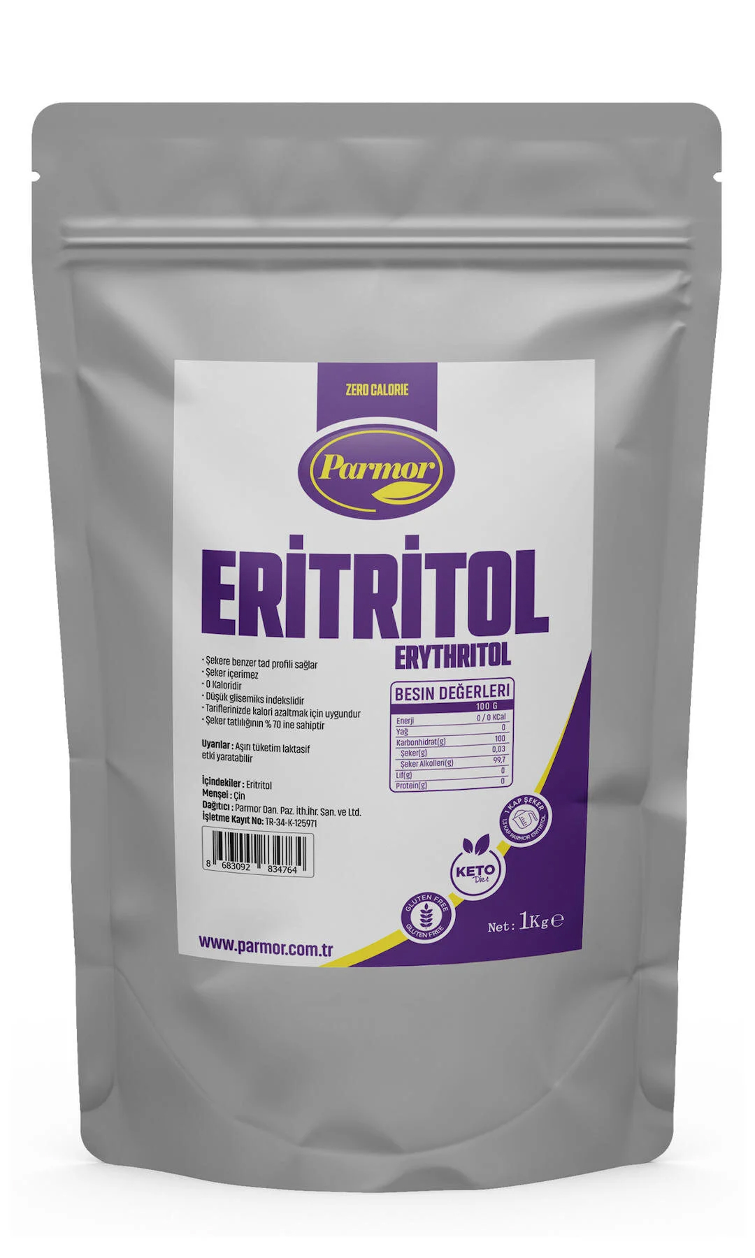 1 kg Eritritol 1 Paket. Keto / Ketojenik / Vegan Diyete Uygundur