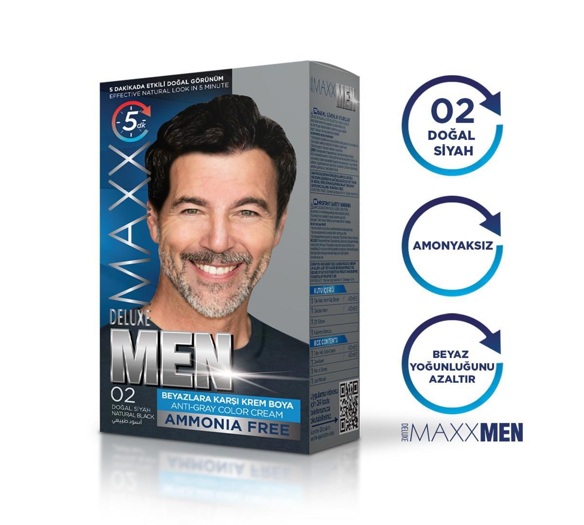 Maxx Deluxe Men Saç Boyası 02 Doğal Siyah