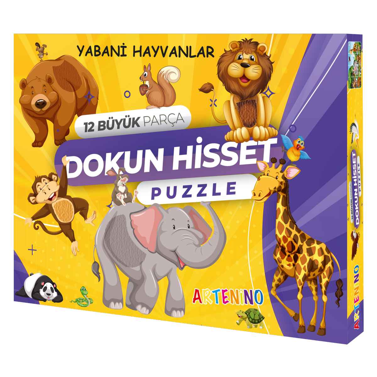 Artenino Yabani Hayvanları 12 Büyük Parça Dokun Hisset Puzzle