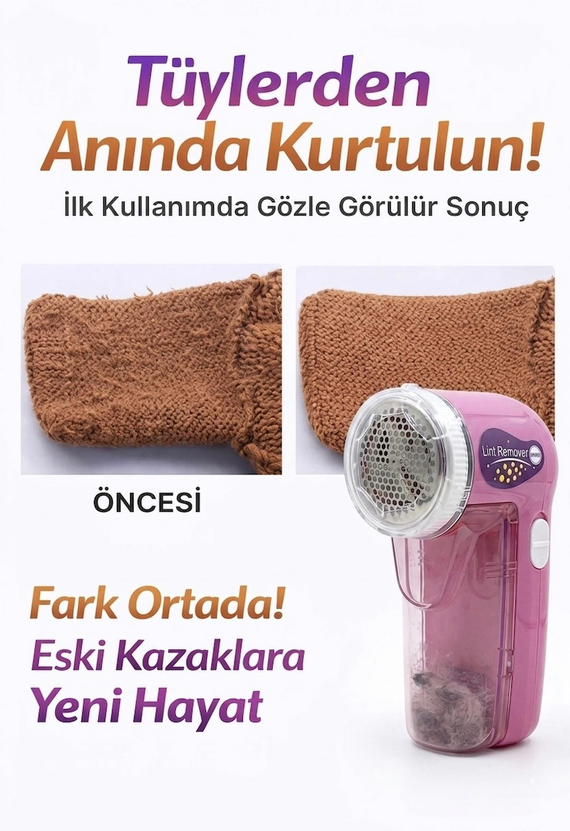 Dempower Şarjlı Tiftik ve Tüy Toplama Makinesi - Kazak, Elbise, Koltuk Temizleme Hazneli Kazak Tüy Alma Aparatı