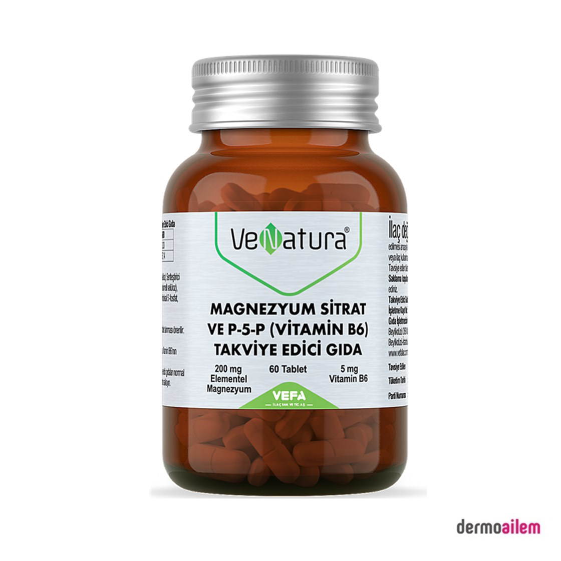 Venatura Magnezyum Sitrat ve P-5-P Vitamin B6 60 Tablet