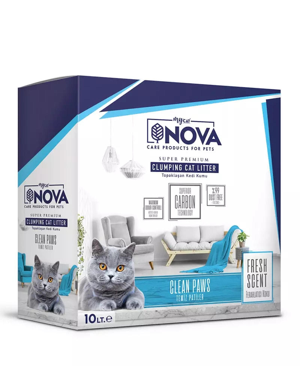 Mycat Nova Ferahlatıcı Koku Temiz Patiler Premium Kedi Kumu 10 lt