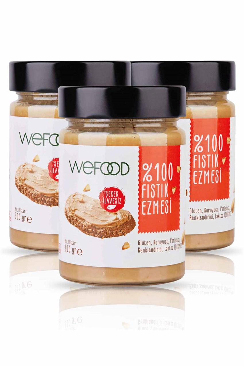 Wefood Şekersiz %100 Fıstık Ezmesi 300gr - 3'lü Paket