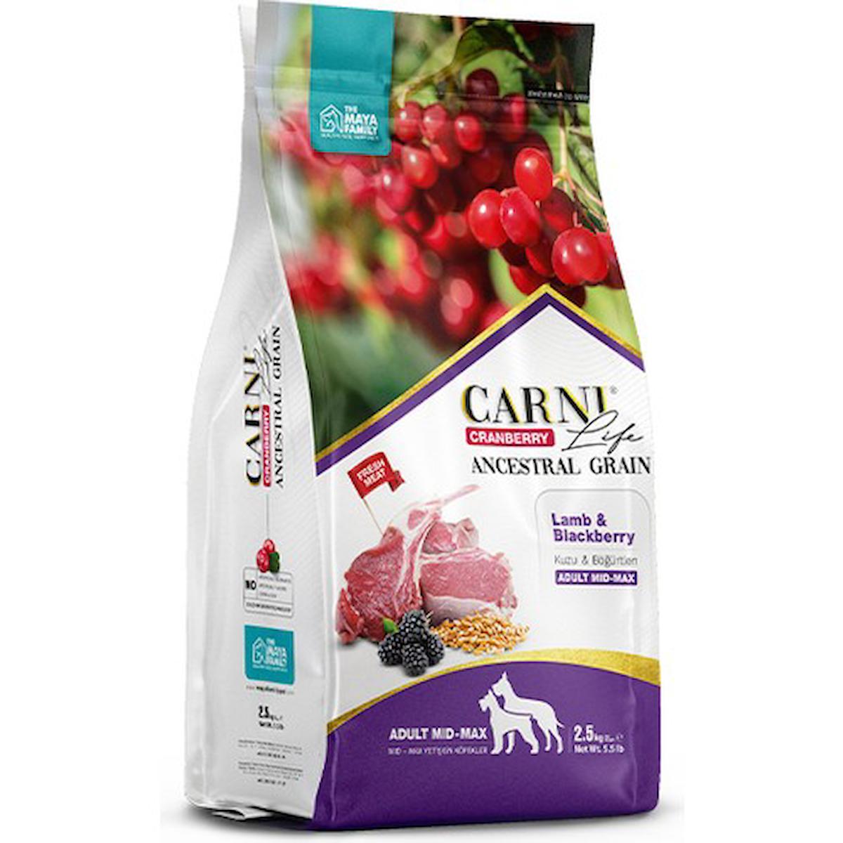 Carni Dog Adult Kuzu Etli/Bögürtlenli Med/Max Köpek Maması 12 KG