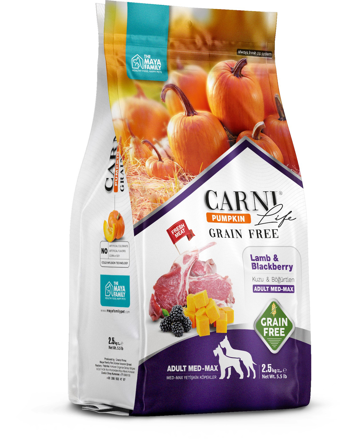 Carni Life Pumpkin Grain Free Kuzu & Böğürtlen Adult Medium Maxi Tahılsız Yetişkin Köpek Maması 12Kg