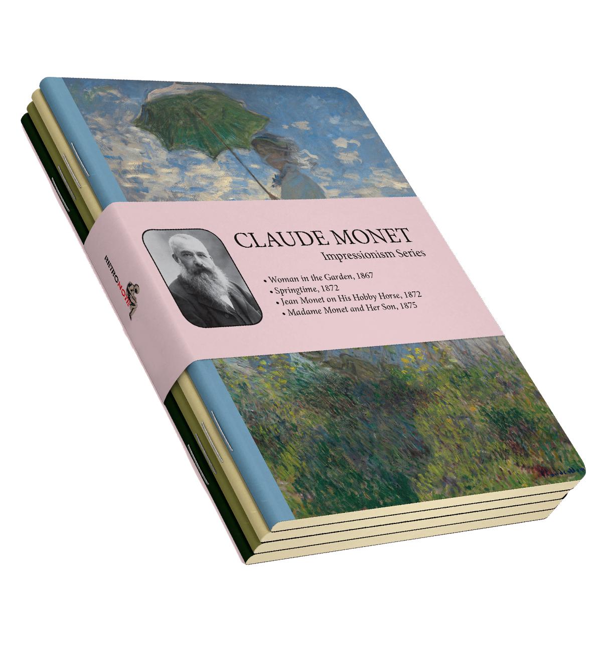 Claude Monet 4'lü Defter Seti - Impressionism Series - Çizgisiz - 64 Sayfa - 10,5x14cm