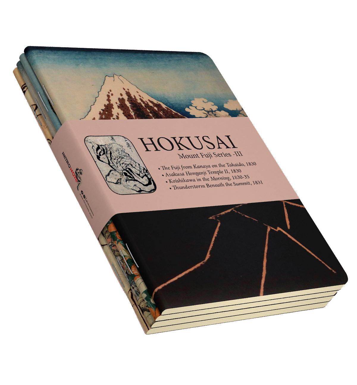 Hokusai 4'lü Defter Seti 3 - Mount Fuji Series III - Çizgisiz - 64 Sayfa - 14x21cm