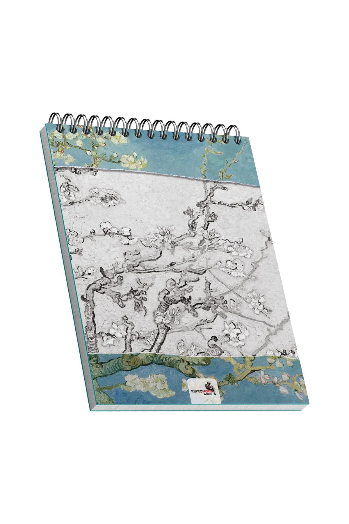 Almond Blossoms, Van Gogh 1890, A4 Eskiz Defter II, Çizgisiz, 100 Sayfa, 100 gram, Beyaz Renk