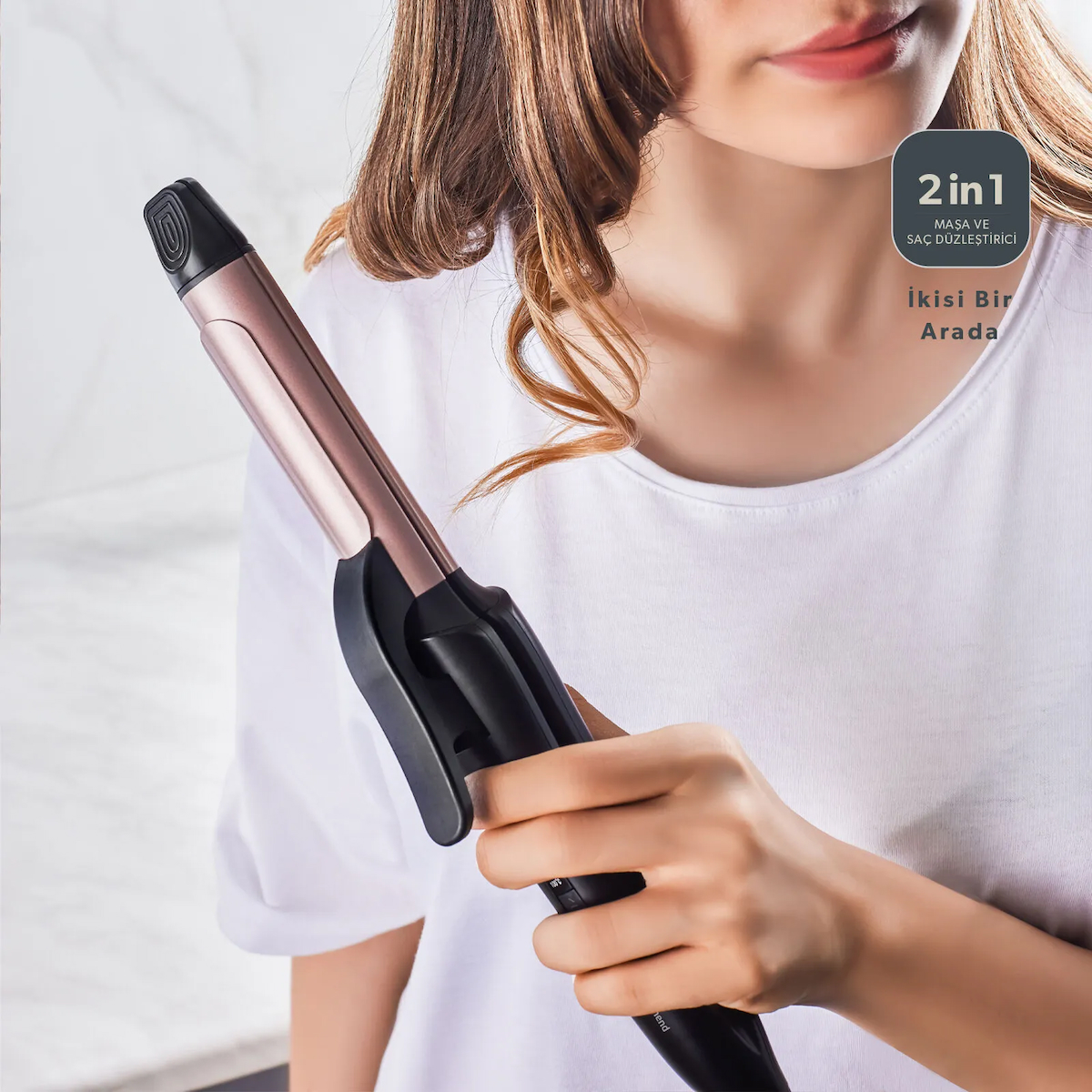 Homend Hairmony 4605H 2 In 1 Saç Düzleştirici ve Maşa 19 mm Seramik Plaka ile 6 Farklı Isı Ayarı