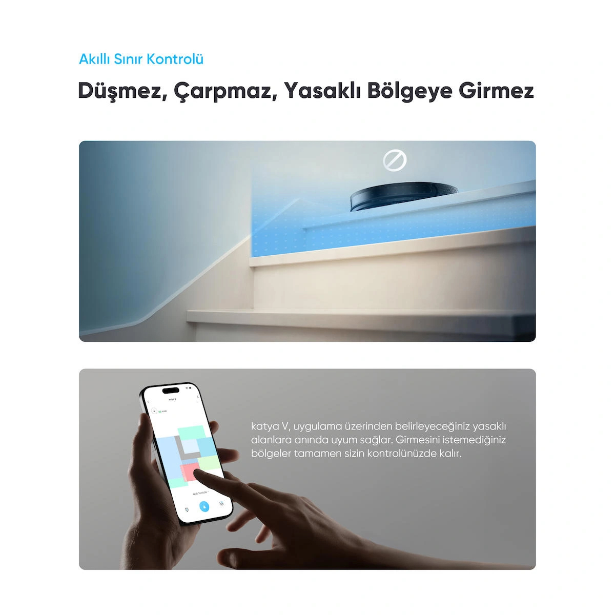Şımart katya V Akıllı Robot Süpürge 15000Pa Güçlü Emiş Gücü 6400mAh Yüksek Batarya