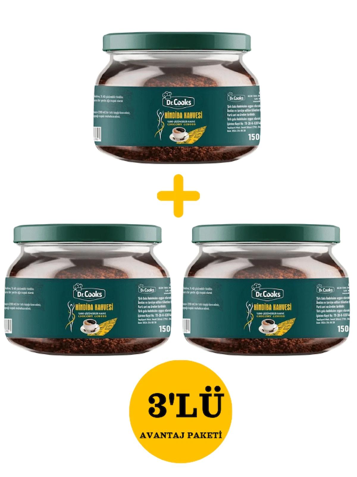 Dr.Cooks 3'lü Set Hindiba Kahvesi Detox Diyet Türk Kahvesi 3 Aylık - (180 KULLANIM) Net 450gr