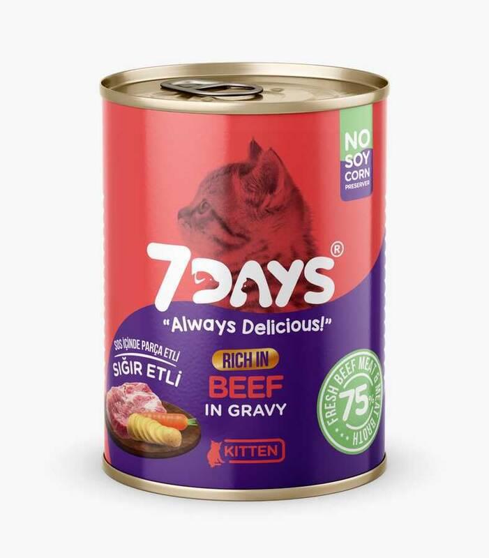 7 Days Taze Sığır Etli Yavru Kedi Konservesi 415 Gram