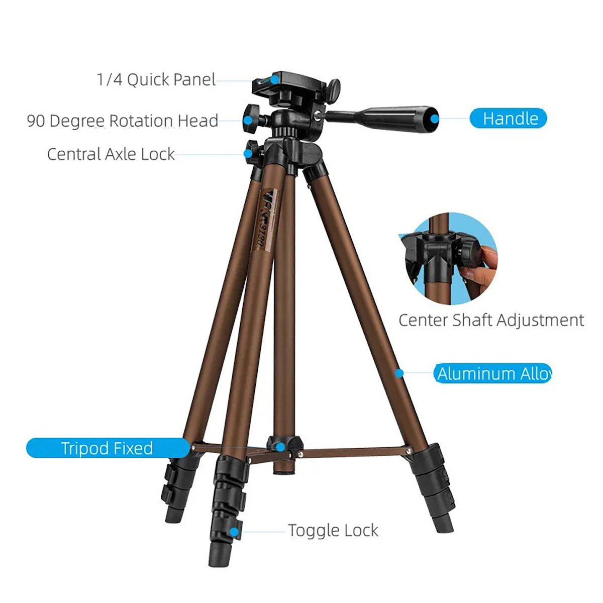 NovStrap 3130 Tripod 124 cm Profesyonel Alüminyum Kamera Fotoğraf Makinesi Cep Telefon Tutucu Tripod