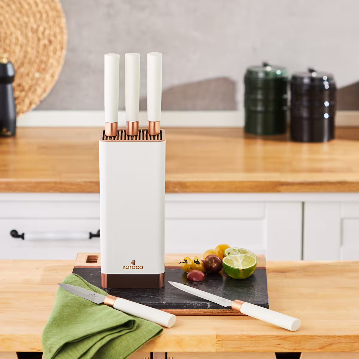 Skycut 6 Parça Standlı Satırlı Bıçak Seti Krem