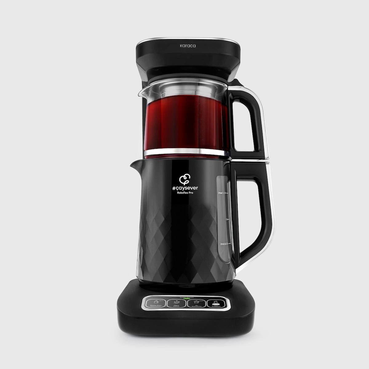 Karaca Çaysever Robotea Pro Quartz 4 in 1 Konuşan Çay Makinesi Black Chrome