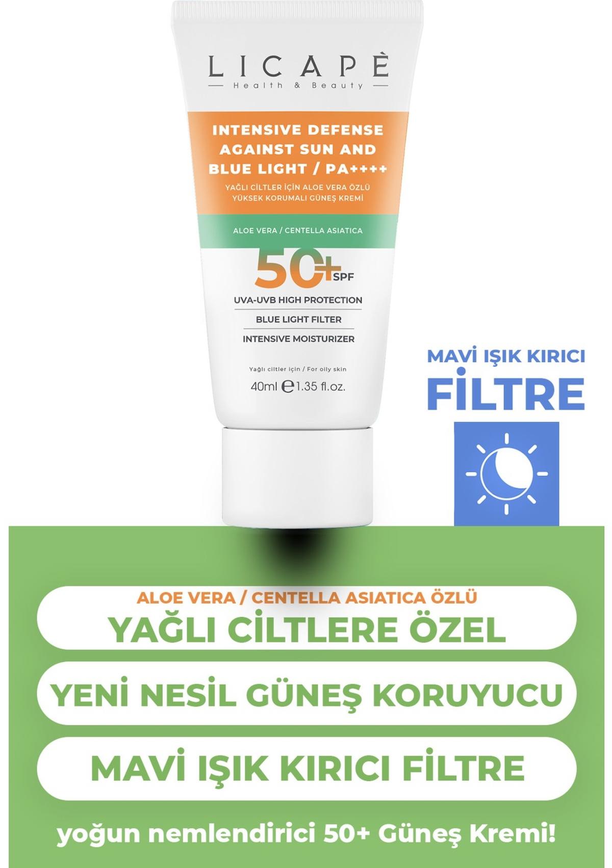 Licape Yağlı Ciltler İçin Aloe Vera Özlü +50 Faktör Güneş Kremi 40 ml