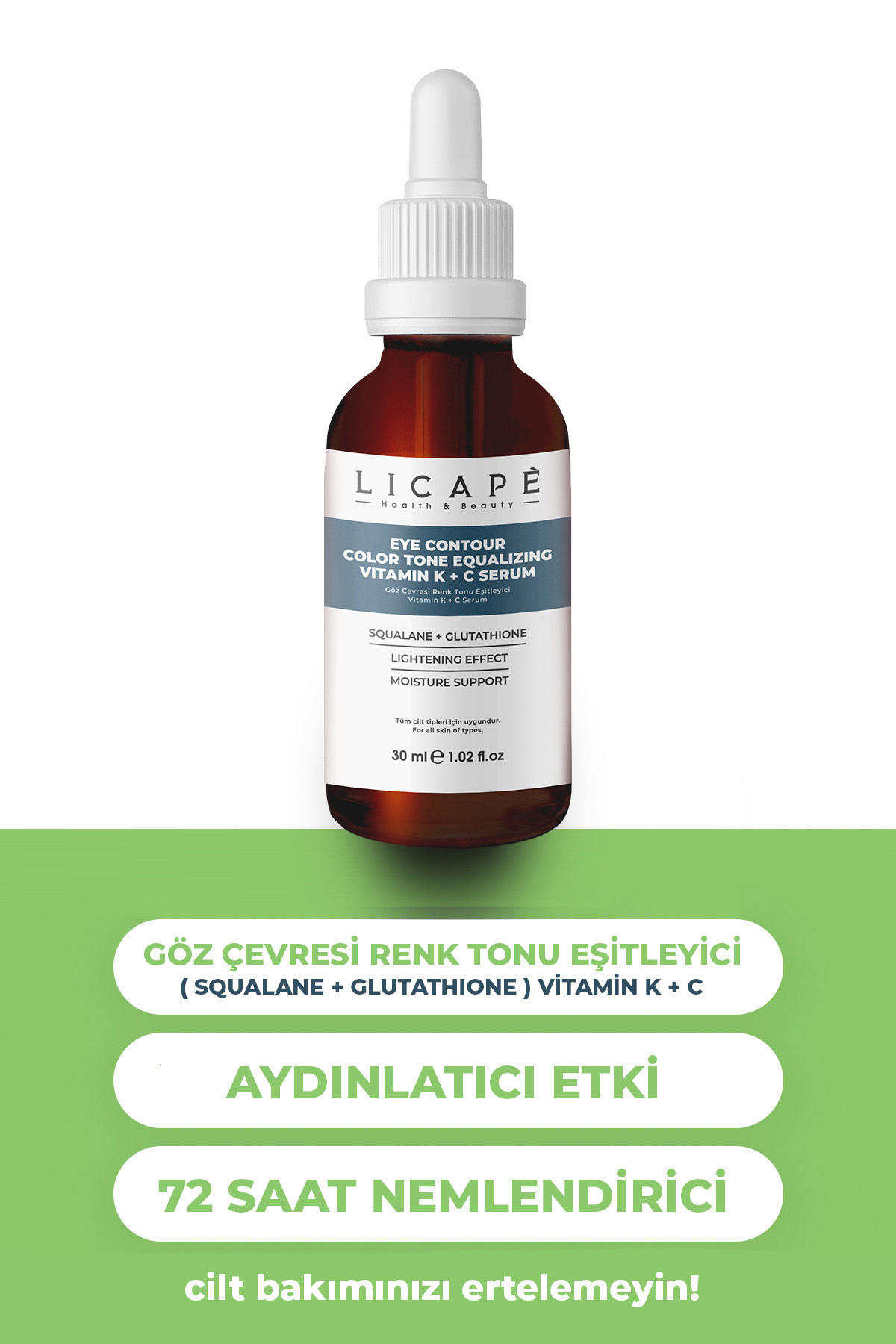 Göz Çevresi Renk Tonu Eşitleyici Vitamin K + C Serum 30ml