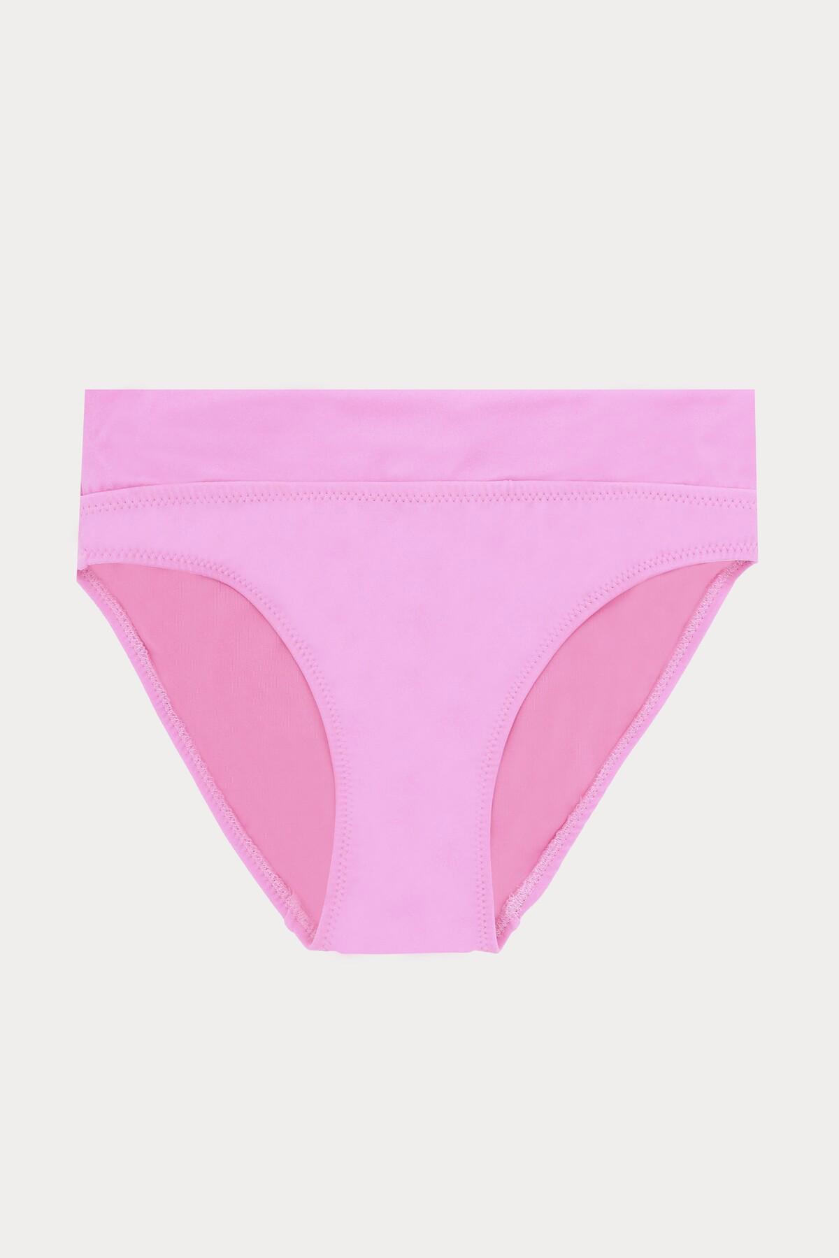 Pembe Yüksek Bel Tek Alt Bikini