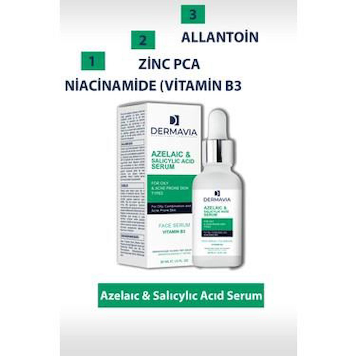 Dermavia Azelaic & Salicylic Acid Serum Yağlı & Akne Eğilimli Cilt Tipleri İçin Yüz Serumu 30 ml