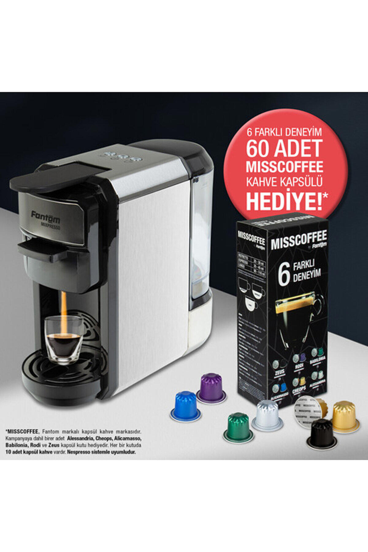  Fantom Mıxpresso Ks 1450 Mısscoffee Hediyeli Kutu Siyah