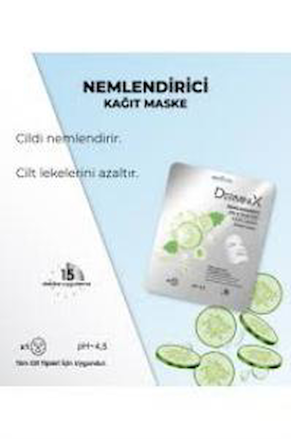 derminix nemlendirici salatalık özlü Yüz Kağıt Maskesi