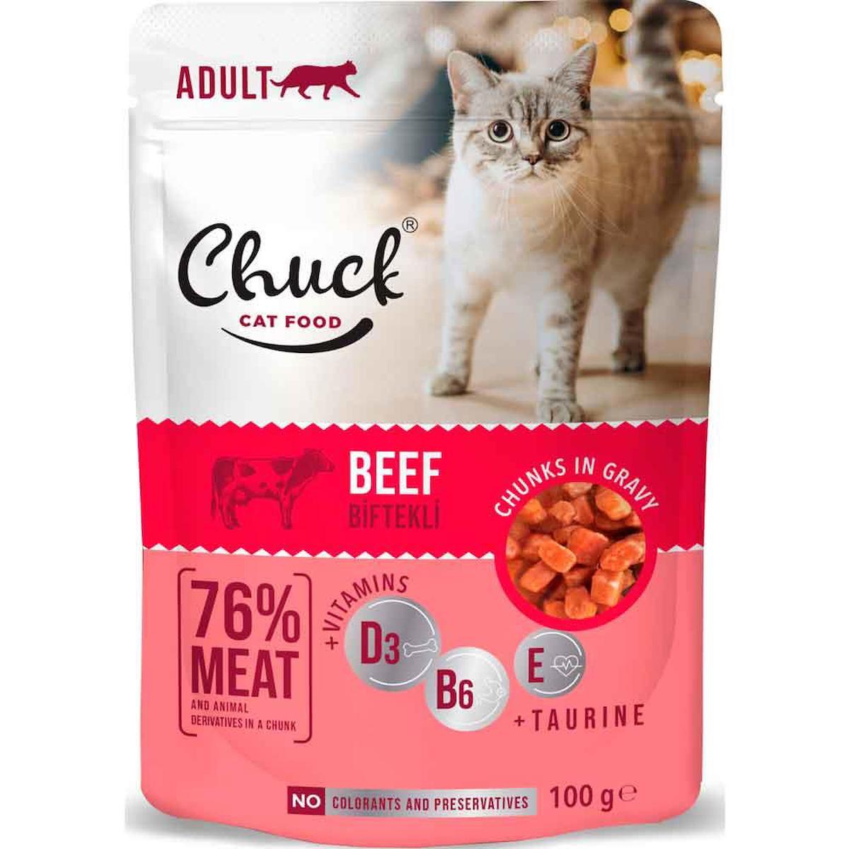 Chuck Kedi Yaş Maması Dana Etli 100 Gr