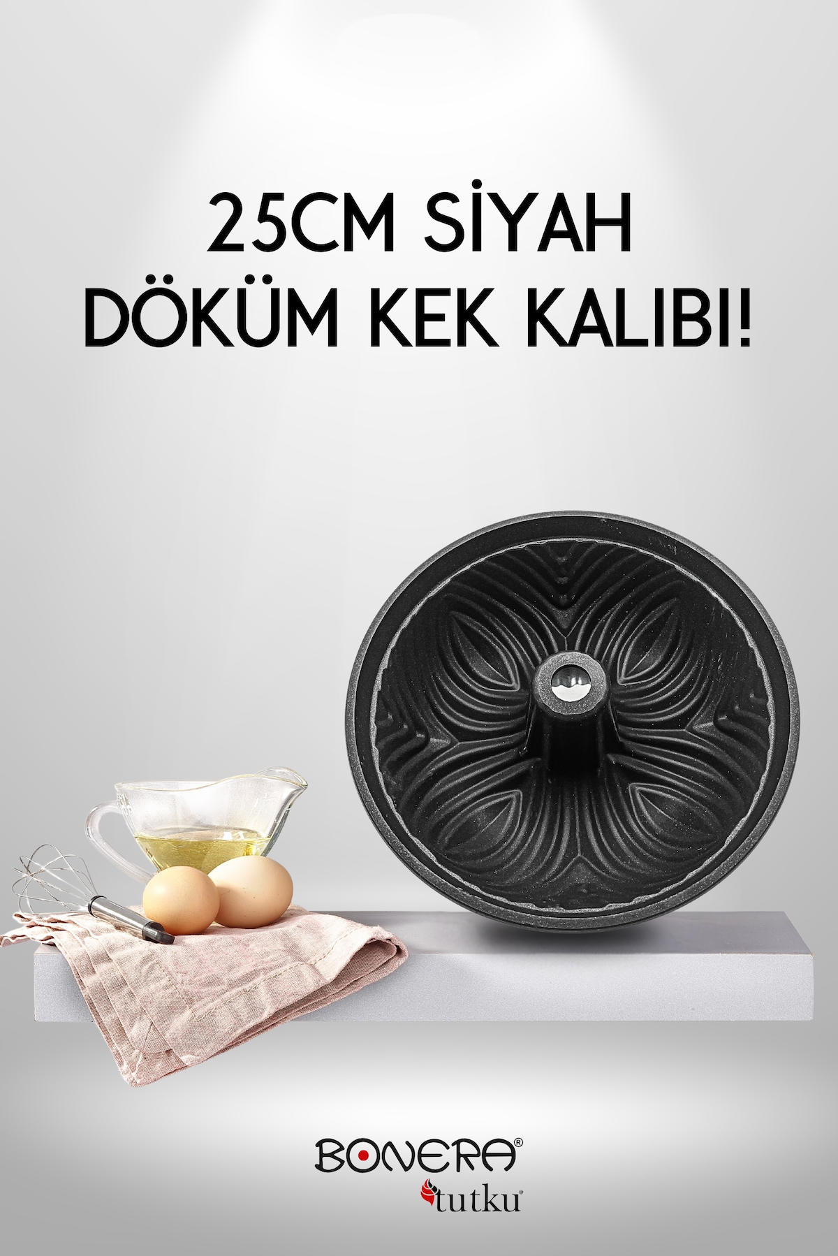 25 CM DÖKÜM DESENLİ KEK KALIBI SİYAH