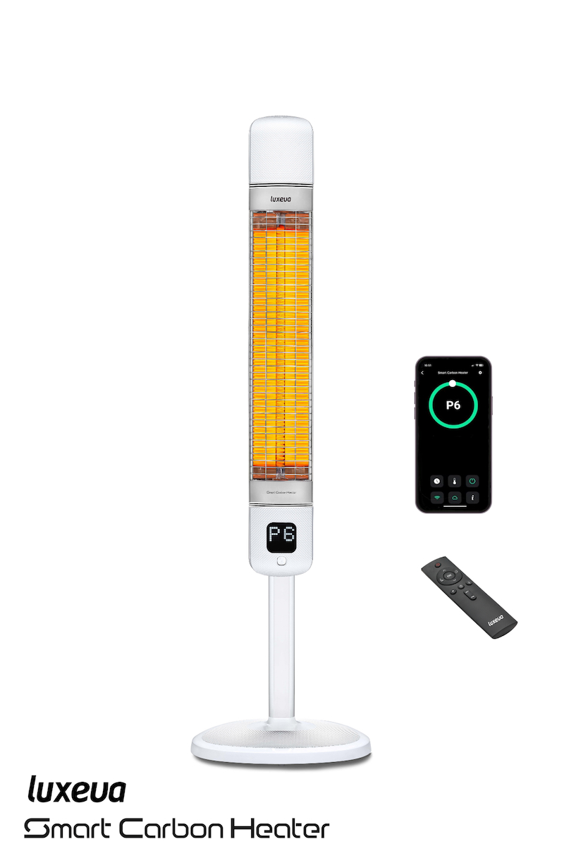 Karbon Infrared Dış Mekan Isıtıcı Ayaklı 2500W Wi-Fi Akıllı IP55 Teras Balkon Smart FR Beyaz